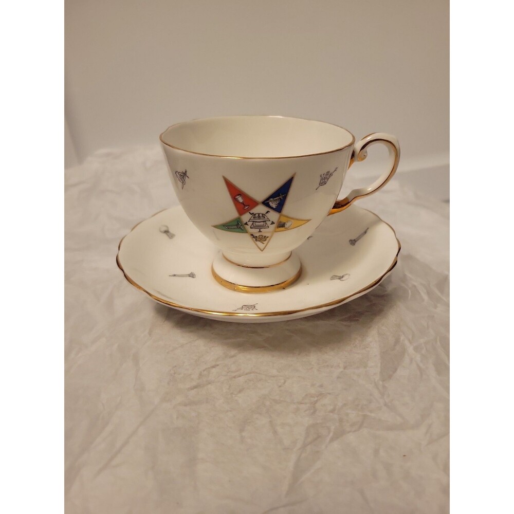Vintage ROYAL TUSCAN England Bone China ORDER of EASTERN STAR Cup Saucer